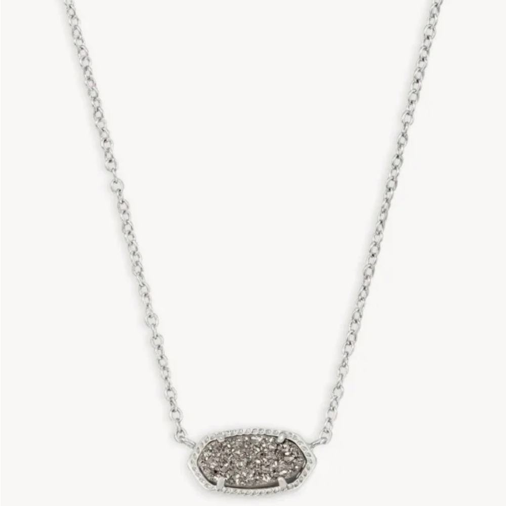 Elisa Silver Pendant Necklace in Platinum Drusy